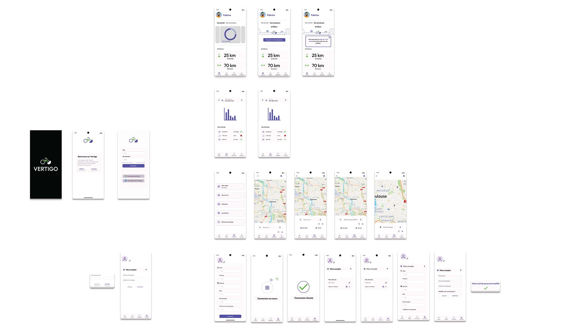 Sitemap de l'application Vertigo